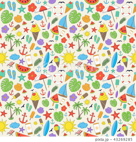 Colourful Summer Seamless Pattern beauty background wallpaper for  summertime textile, wraping paper or graphic print 25621790 Vector Art at  Vecteezy