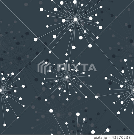 Seamless geometric pattern with connected lines and dots in a shape of fireworks. 43270238