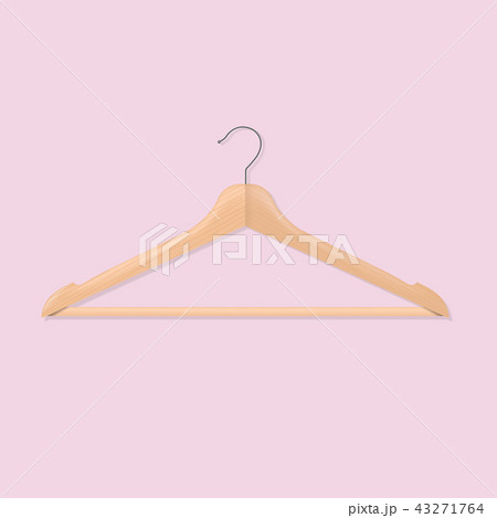 Wooden Hanger Pink Background- 43271764