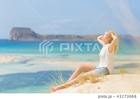 Relaxed Happy Woman Enjoying Sun on Vacations. Relaxed Happy Woman Enjoying Sun on Vacations. 43273668