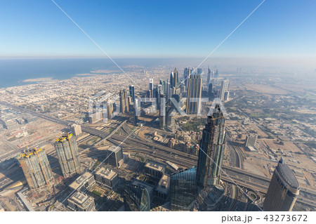 Aerial view of Downtown Dubai from Burj Khalifa, Dubai, United Arab Emirates. 43273672