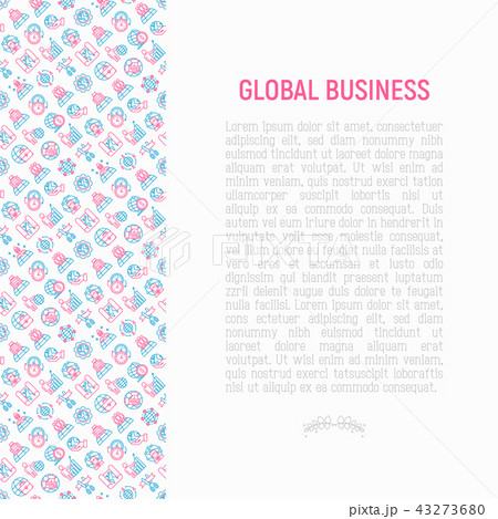 Global business concept with thin line icons 43273680