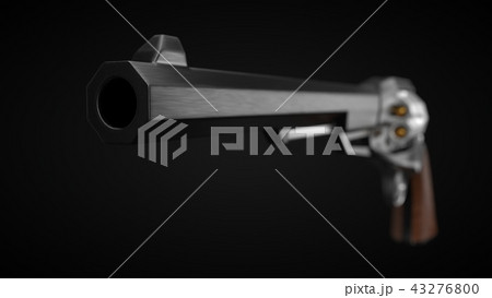 long barrel revolver design with modern looking hard cut edges. 3d illustration. 43276800