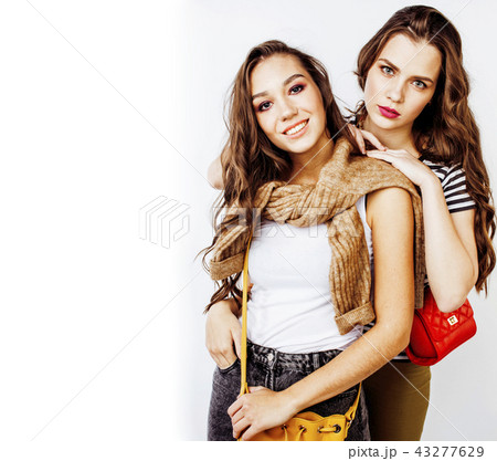 best friends teenage girls together having fun, posing emotional best friends teenage girls together having fun, posing emotional 43277629