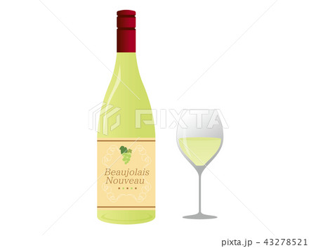 白ワイン ボジョレーヌーヴォー文字入り のイラスト素材
