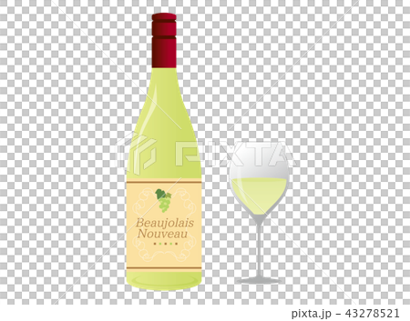 白ワイン ボジョレーヌーヴォー文字入り のイラスト素材