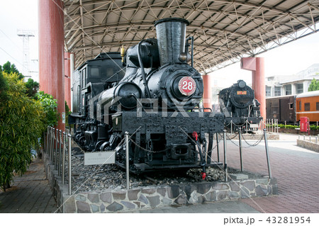 台湾　苗栗市（ミャオリー）　苗栗鉄道文物展示館　阿里山森林鉄道28号シェイ式蒸気機関車 43281954