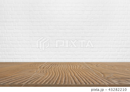 Abstract background, brown wood with white brick 43282210