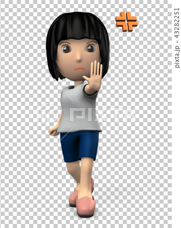 手を上げて拒絶する若い女性 43282251