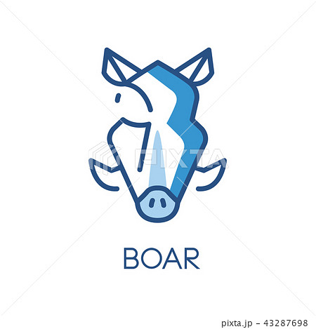 Boar logo design, blue label, badge or emblem with head of hog animal vector Illustration on a white 43287698