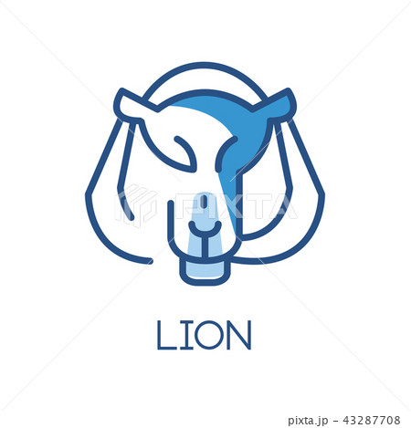 Lion logo design, blue label, badge or emblem with head of predator animal vector Illustration on a Lion logo design, blue label, badge or emblem with head of predator animal vector Illustration on a 43287708