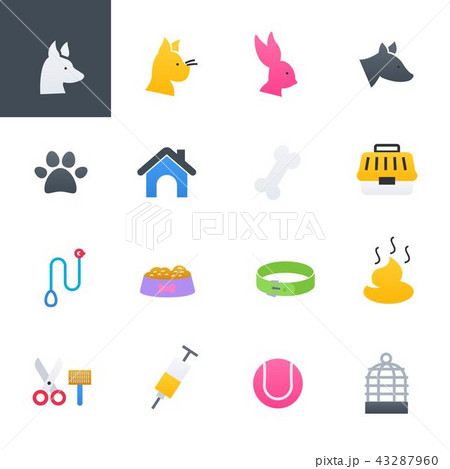Pets Colorful Icons Set, Vector Illustrationのイラスト素材 [43287960] - PIXTA