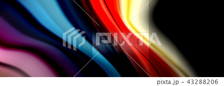 Rainbow fluid abstract shapes, liquid colors design, colorful marble or plastic wavy texture 43288206