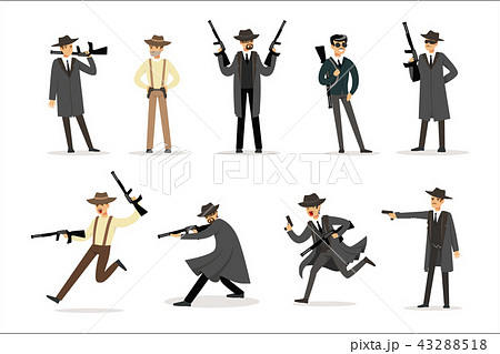 American Mafia Mob Members Of 30s Set Of のイラスト素材