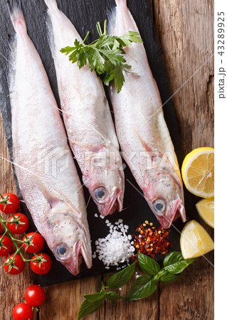 Raw Forkbeard or mostella fish with ingredients 43289925