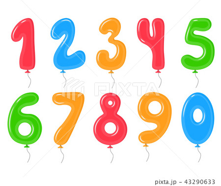 Color Balloons with Numbers Decoration Elements Set. Vector 43290633