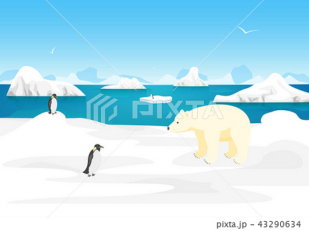 Cartoon Arctic Ice Landscape Outdoor Scene. Vector Cartoon Arctic Ice Landscape Outdoor Scene. Vector 43290634
