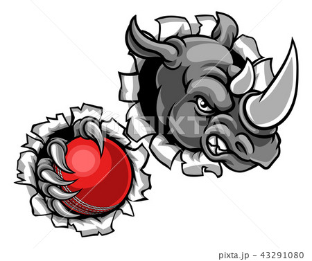 Rhino Holding Cricket Ball Breaking Background Rhino Holding Cricket Ball Breaking Background 43291080