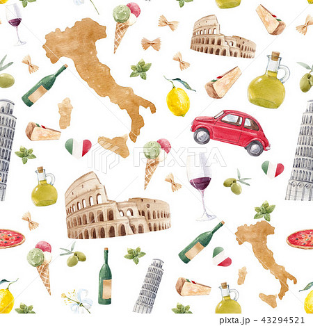 Watercolor italian pattern 43294521
