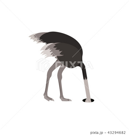 Cartoon Ostrich Bird Feeling Fear Flat Design. Vector Cartoon Ostrich Bird Feeling Fear Flat Design. Vector 43294682