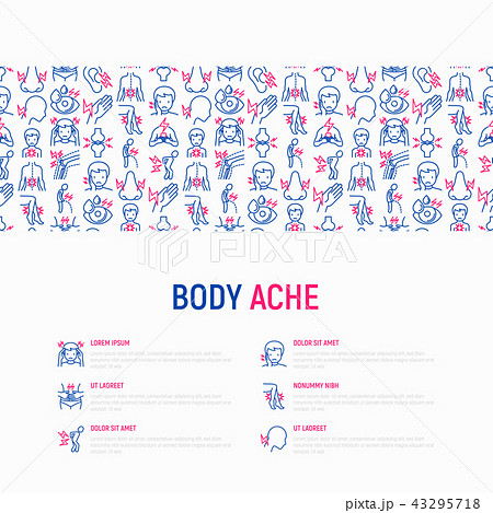 Body aches concept with thin line icons Body aches concept with thin line icons 43295718