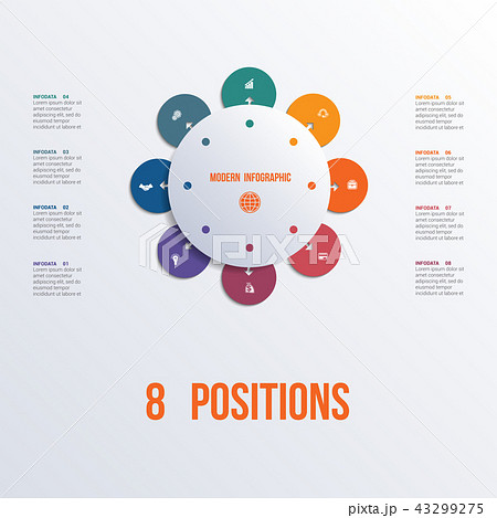 Template flower colorful infographics 8 positions 43299275