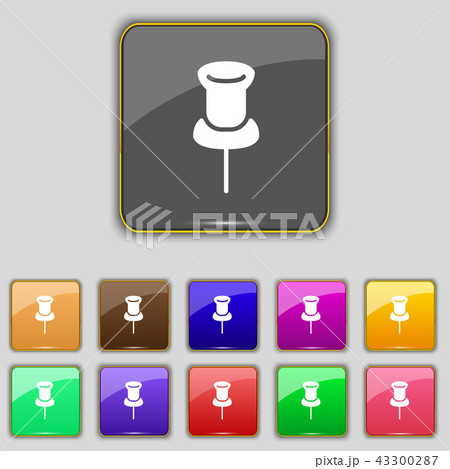 Clip Icon sign. Set with eleven colored buttons fo 43300287