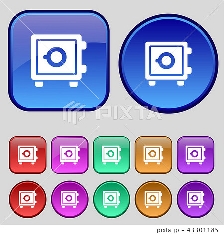 Safe icon sign. A set of twelve vintage buttons fo 43301185
