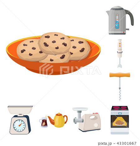 Kitchen equipment cartoon icons in set collection for design. Kitchen and accessories vector symbol 43301667