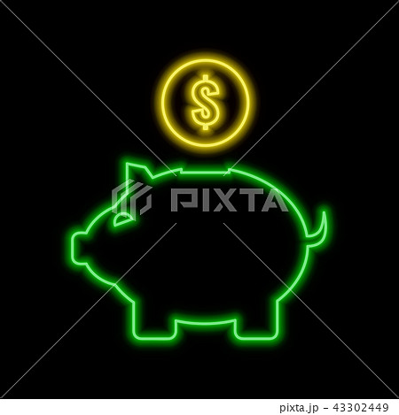 Piggy bank neon sign. 43302449