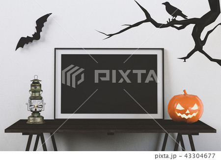 Halloween poster mock up in living room  43304677
