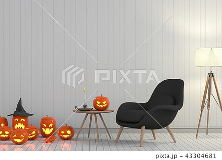 3D render Halloween party in living room   43304681
