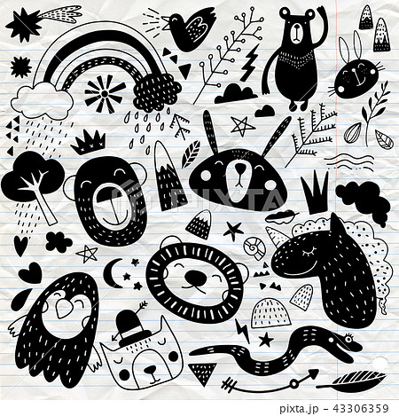 cartoon sketch animals illustration 43306359