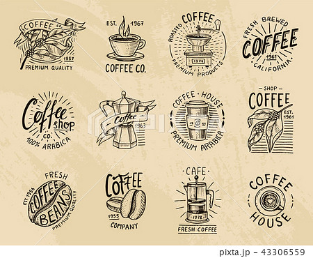 Coffee Logos Modern Vintage Elements For The のイラスト素材 43306559 Pixta