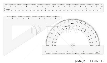 Various transparent rulers on white background Various transparent rulers on white background 43307815