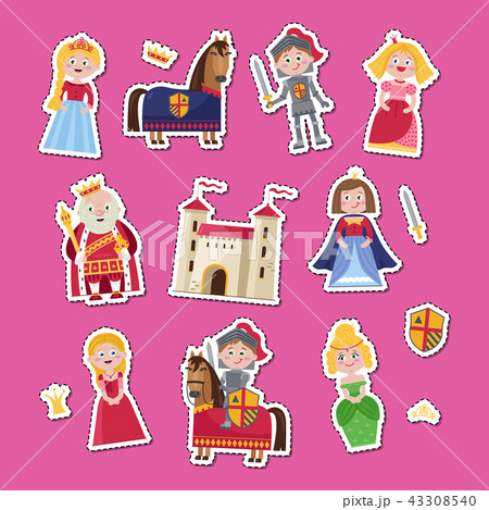Fairytale medieval set in cartoon style 43308540