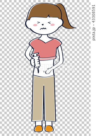 Ponytail woman injecting a belly Ponytail woman injecting a belly 43308591