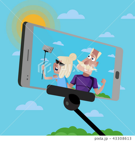 Smiling old couple doing selfie. Smiling old couple doing selfie. 43308613