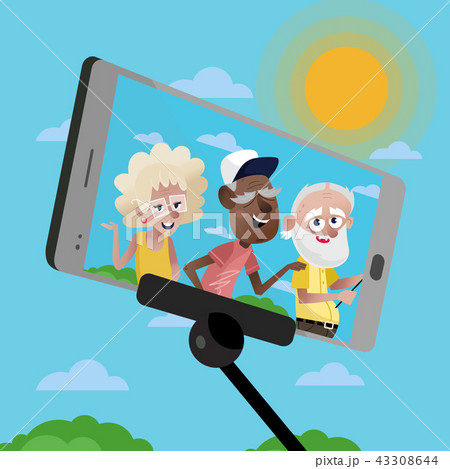 Smiling mature persons doing selfie. 43308644