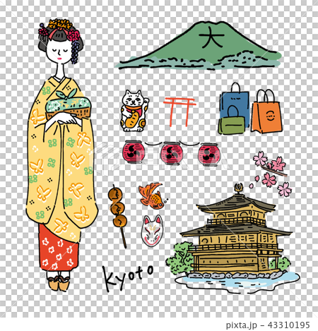 京都　シンプル　イラスト　セット 43310195