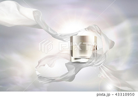 Pearl white cream jar with chiffon 43310950