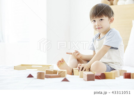 幼児 木のブロック アメリカ人 43311051