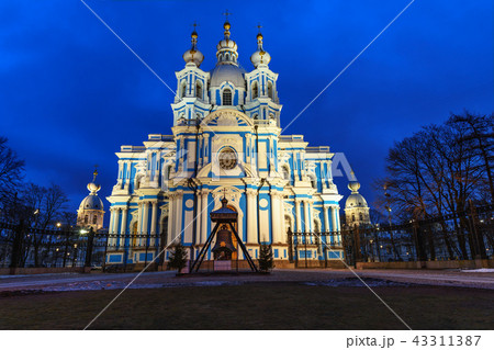 Smolny Cathedral at night. Saint Petersburg Russia 43311387