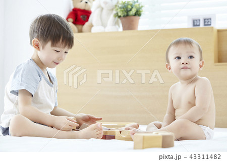 幼児 ベビー 木のブロック 43311482