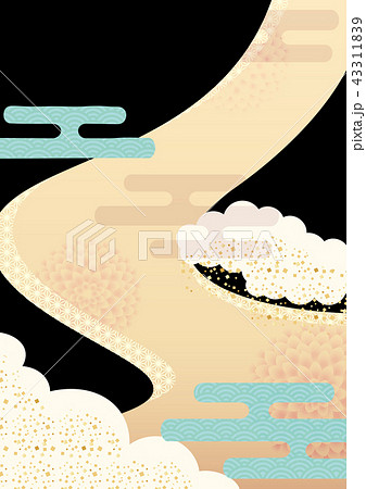 和風背景 かわいい 黒のイラスト素材