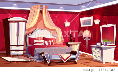 Vector interior of rich bedroom, luxurious room 43312307