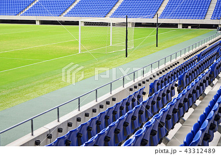 緑の天然芝が美しいサッカースタジアムの風景 緑の天然芝が美しいサッカースタジアムの風景 43312489