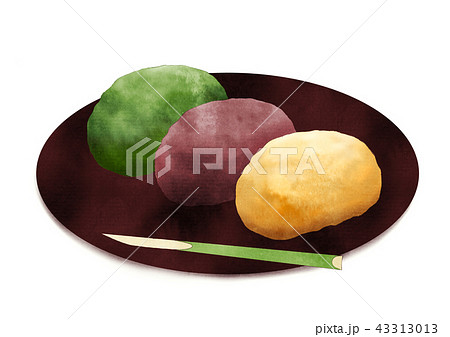 三色おはぎ皿のイラスト素材 43313013 Pixta