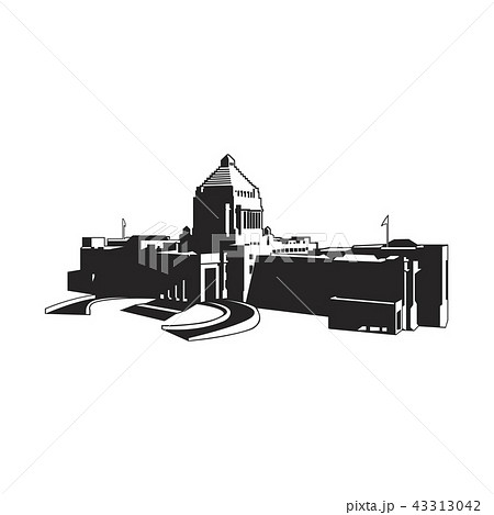 国会議事堂シルエットのイラスト素材