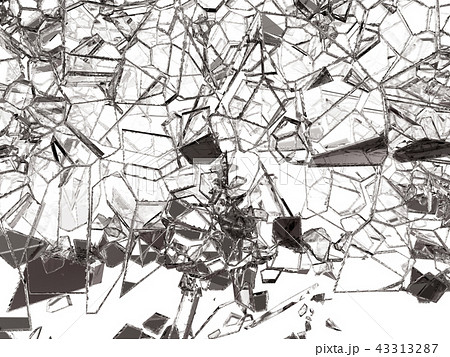 Pieces of splitted or cracked glass on white Pieces of splitted or cracked glass on white 43313287